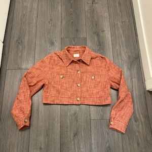 Wilfred Aritzia Little Cropped Pink Tweed Jacket Size S